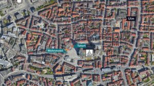 Karte vom Ulmer Münster, auf dem Mord 1990 geschah