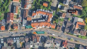 Eine Google-Earth-Karte mit eingezeichnetem Tatort.