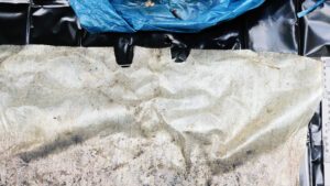 Die Originalschaumfolie, in die das Neugeborene eingewickelt war.