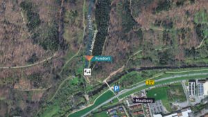 Kartenübersicht des Fund-orts der Babyleiche nahe des Waldspielplatzes am Alsbachweg bei Maulburg.