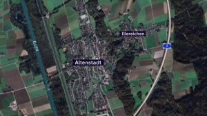 Eine Google Earth Karte vom Tatort. Er befindet sich in Illereichen, ein Ortsteil von Altenstadt.