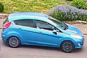 Ein hellblauer Ford Fiesta