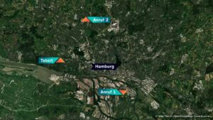 Karte der Umgebung des Tatorts