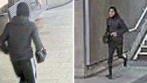 Ein Mann mit grauer Jacke und schwarzer Jogginghose läuft durch eine U-Bahn-Station.