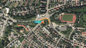 Karte mit eingezeichnetem Tatort in der Erlenstraße in Villingen-Schwenningen.