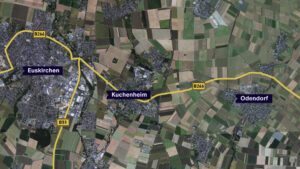 Karte des Tatorts zwischen Euskirchen-Kuchenheim und Odendorf