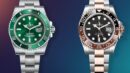 Geraubte Uhren: Links: Rolex Submariner in Grün, rechts: Rolex GMT Master II.