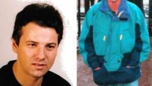 Dr. Bernhard Benz ist 39 Jahre alt, hat braune kurze Haare und dunkle Augen. Links: Ein türkisfarbener Anorak