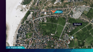 Auf einer Karte von Borkum ist die Hindenburgstraße zu sehen. Dort fand der Brandanschlag auf die Familie statt.