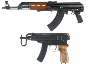 Zastava M70 Sturmgewehr und Scorpion Maschinenpistole mit Schalldämpfer