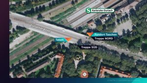 Übersicht über die wichtigsten Örtlichkeiten in Karlsruhe.