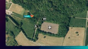 Karte von dem Tatort in Oberdürenbach und dem nahen Bolzplatz mitten im Wald.